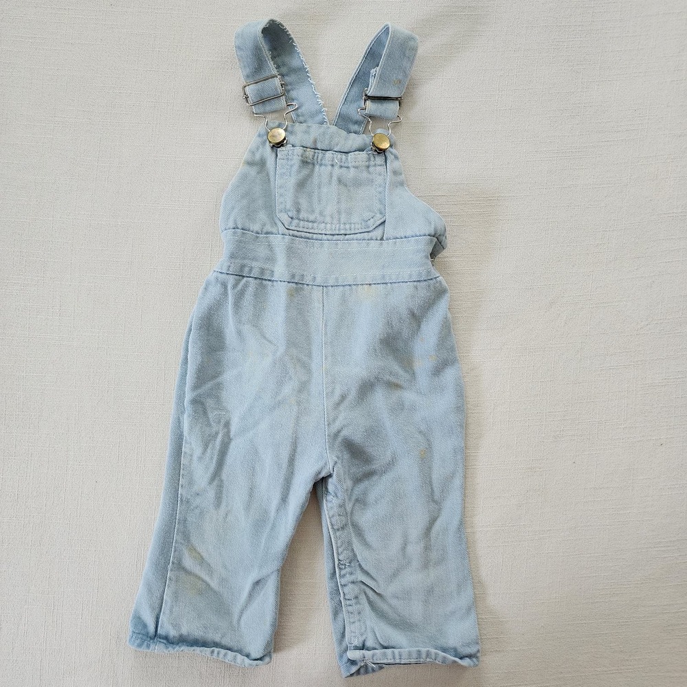 Vintage 70s Flared Blue Overalls 9 months